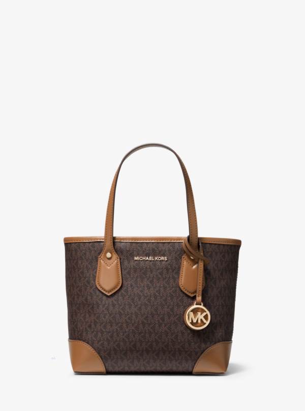 Damske Prenosná Taška Michael Kors Eva Extra-Small Logo Čokoláda Žlté - Kabelky Michael Kors Akcia | MPNQI-1328